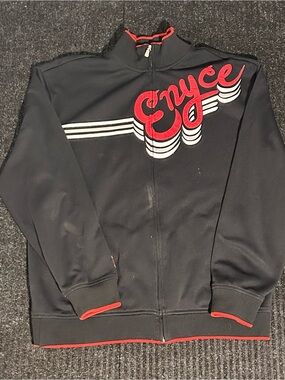 Enyce Black Jacket with Red & White Chest Stripe Logo